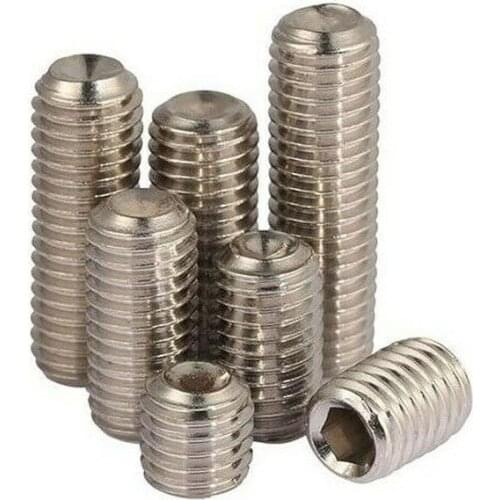 50PCS M3 M4 304 concave end set screws hexagon socket headless screws