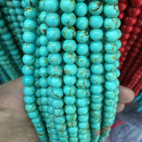 6 8 10 12mm Round Smooth Light Blue Synthesis imperial jaspe Beads Jewelry Beads For Jewelry Making Diy Bracelet Strand 15"