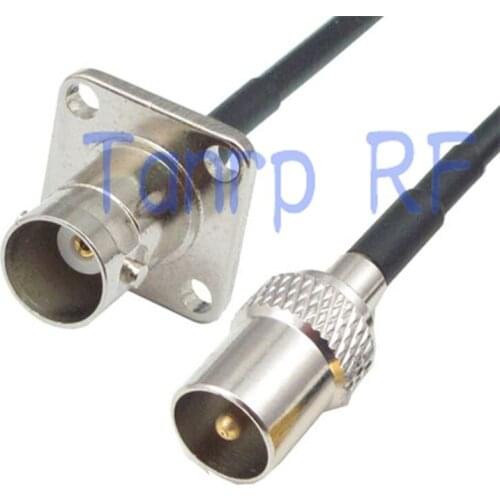 6in TV male plug to BNC female with 4 hole panel RF adapter 15CM Pigtail coaxial jumper RG174 extension cord cable