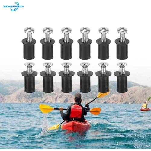 6PCS M5 Rubber Well Nuts With Screw Blind Fastener Motorcycle Windscreen Windshield Rivet Marine Accessories Boat Canoe Dinghy