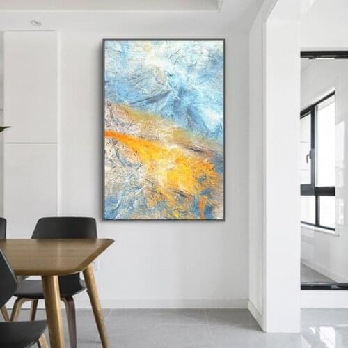 Nordic Abstract Wall Art Canvas Poster and Print Canvas Painting Dream blue yellow Decorative Picture for Living Room Home Decor