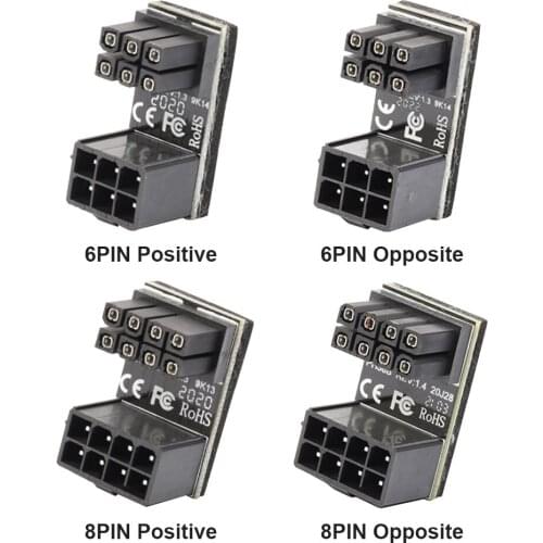 ATX 6 8 Pin Female to Male 180 Degree Angled Power Adapter for Graphics Card GPU Power Steering Connector for Graphics Card