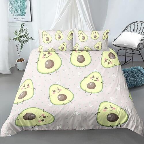 Children Cartoon Duvet Cover Bedclothes Nordic Bed Cover For Home Avocado Bedding Set Queen Bed Linen Full King Single Size