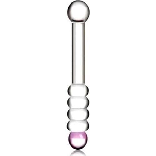 Double Head Glass Beads Crystal Dildo Dong Penis Pyrex Anal Toys Butt Plug Anus Beads Female Masturbation Unisex Sex Toy for Men