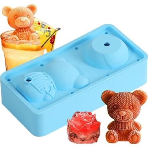 Ice Cube Mold Food Grade Cartoon Bear Shape Fondant Cake Mold Silicone Lovely Lovely 3D Cake Decorating Mold Kitchen Supplies