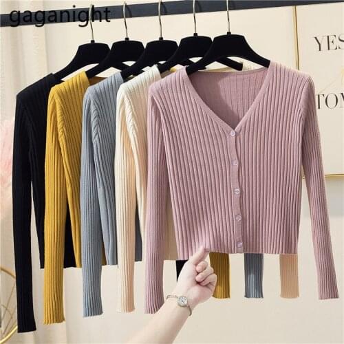 Gaganight Thin Women Knitted Cardigans Spring Autumn Casual Plus Size Kardigan OL Solid Tops Woman Clothes Outwear Cardigans