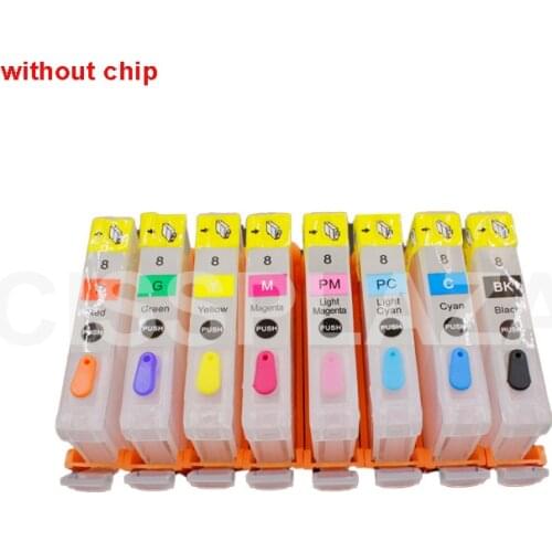 CISSPLAZA 8pcs compatible For CANON IP8500 i9950 i9900 refillable ink cartridge without chip CLI-6
