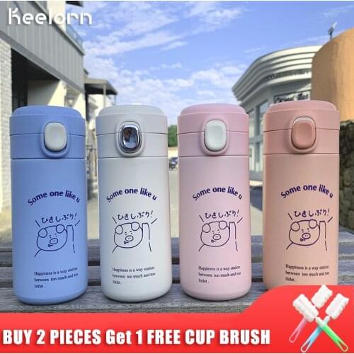 Keelorn 300ml Bouncing lid cute bear stainless steel thermos tea mugs Student portable insulation pot Outdoor sports Travel Cup