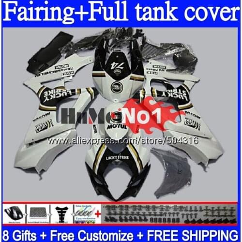 +Tank Kit For SUZUKI GSX-R1000 GSXR 1000 1000CC CC 69MC.87 Lucky white GSXR-1000 GSX R1000 GSXR1000 K7 07 08 2007 2008 Fairing