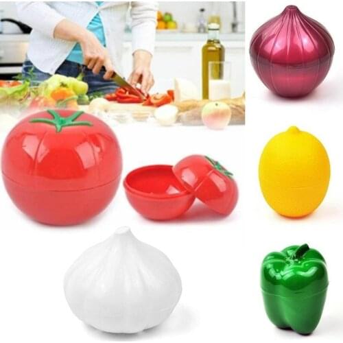 Cute Kitchen Vegetable Fruits Green Pepper Crisper Food Containers Lemon Tomatoes Onion Shaped Plastic Fresh Storage Box