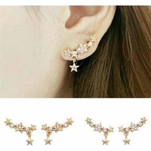 Fashion 2018 Shining Elegant Full Bore Little Star Spherical Crystal Flower Stud Earrings For Women