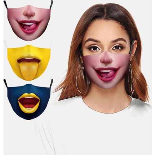 Fashion Sexy Tongue Mouth Masks Womens Men Unisex Face-Protection Cycling Spots Breathable Halloween Cospaly Adult Party Mask