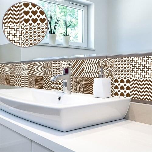 3D European Style Lrregular Geometric Line Pattern Wall Sticker Bathroom Waist Line Home Decor Waterproof PVC Detachable Poster