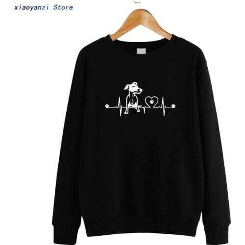 New Jack Russell Heartbeat Women Sweatshirts Pullovers Cotton Animal Funny Woman Dog Hoodies Girl Clothing Sweatshirt euu-028