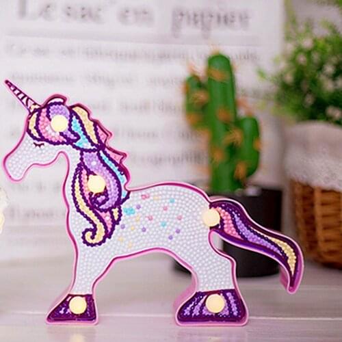 New Lamp LED Diamond Painting Night Light Animal Diamond Embroidery 5D Rhinestones Unicorn Night Lamp Home Decor Gift