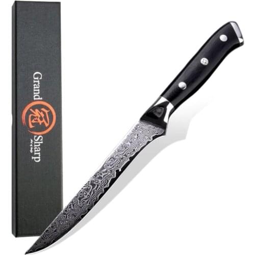 GRANDSHARP Damascus Boning Knife 5.5 Inch vg10 Japanese Damascus Steel Butcher Knife Chefs Kitchen Knives Slicing Filleting