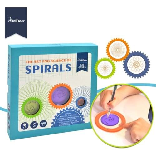 Educational Toys for Children Kids Drawing MiDeer Plastic Art and Science of Spirals Template Game Tool Set Pen Learning 3 Years