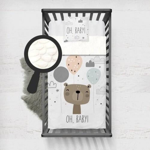 Kids Minky Blanket Super Soft and Warm Blankets Children for Couch and Bed White Balloon Baby Bear Model 1387