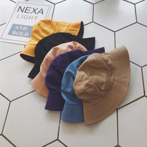 56-58CM Black Yellow Double Sided Wear Panama Bucket Hat Women Men Unisex Summer Bucket Cap Hip Hop Fisherman Hat Solid Color