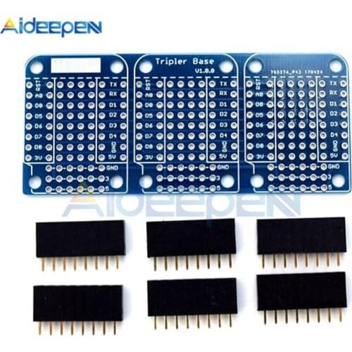 Triple Base V1.0.0 Module Board with Pins for WeMos D1 mini Active Components Integrated Circuits for WeMos