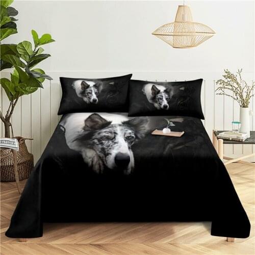 Lovely Dog 0.9/1.2/1.5/1.8/2.0m Digital Printing Polyester Bed Flat Sheet With Pillowcase Print Bedding Set