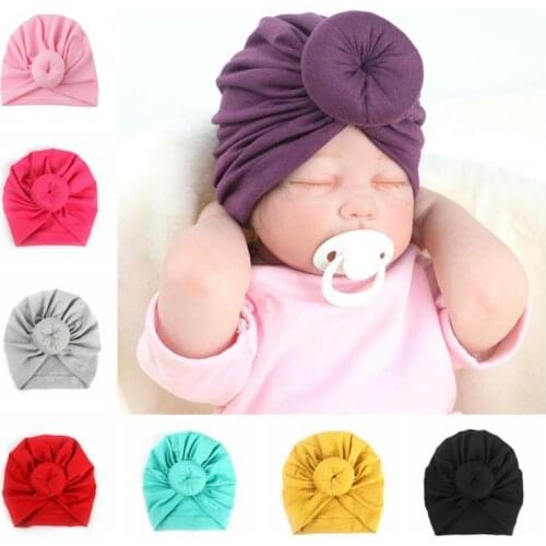 Newborn Baby Girls Kids Knot Hat Soft Cotton Blend Hat Kids Cap Bonnet Girls Hat Knit Baby Hair Accessories TXTB1