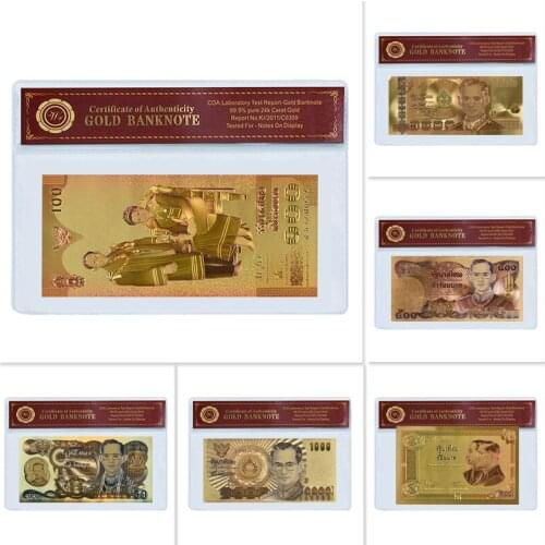 Thailand 24K Gold Foil Bank Note with Banknotes Album 1000 Fake Banknote Bill Money Collection for Business Gift