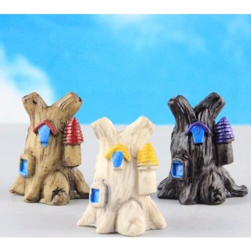 Vintage Mini Tree Stone House Miniature Craft Micro Landscaping Landschaft Decoration Home Wedding Decor DIY Accessories