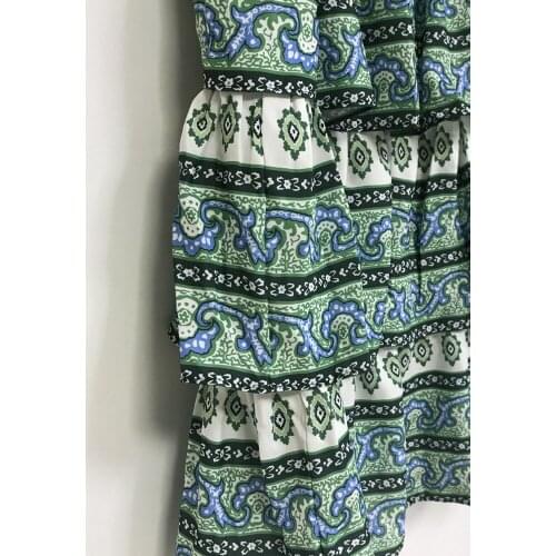 2020 Summer New Skirt Fashion Printed Cascading Ruffle Split Midi Skirt