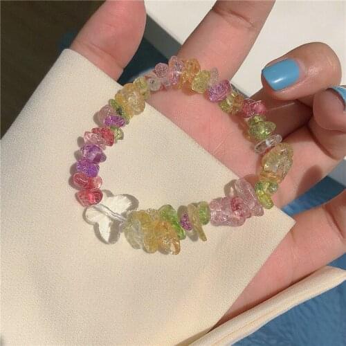 Irregular Natural Stone Colorful Candy Bracelet for Women 2021 New Fashion Sweet Girls Bangles Female Delicate Elegant Jewelry