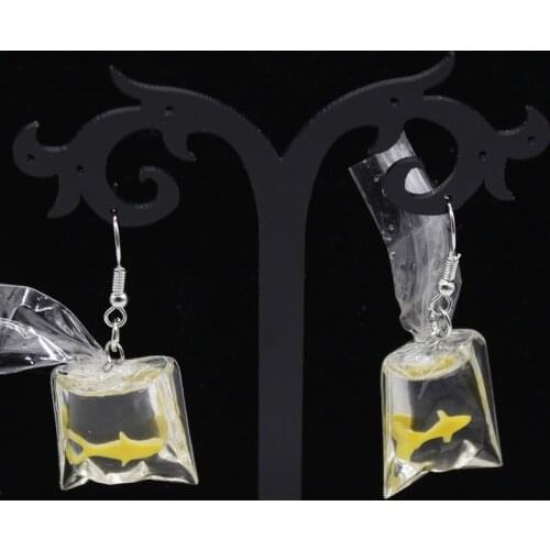 1 Wallet Female Koi Fish Bag Water Pendant Earrings New Fashion Baby Girl Figure Clown Comedy Earrings For Party Gift