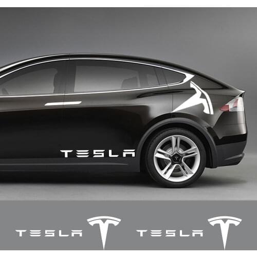 1Pair Car Styling Rear Door Stickers Decals Body Side Logo Stripe Trim Sticker Exterior Decor for Tesla Model 3 X S Accessories