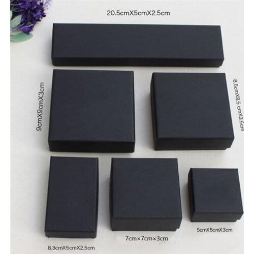 Black Paper Package Case Ring Necklace Earrings Bracelet Jewelry Gift Box Decor