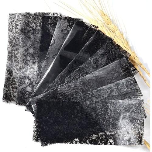 10PCS/Set 2 Colors Nail Art Stickers Black White Decal Lace Flower Mixed Styles Adhesive DIY Design Nail Art Patch Manicure Tool