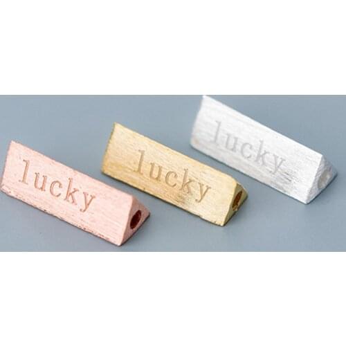 100% 925 Sterling Silver Wire Drawing Triangle Spacer Beads lucky Engraved S925 Silver Beads DIY Jewelry Make Bracelets Necklace