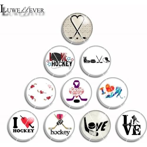 12mm 10mm 14mm 16mm 20mm 25mm 443 10pcs/lot Hockey Mix Round Glass Cabochon Jewelry Finding 18mm Snap Button Charm Bracelet