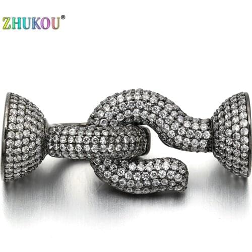17*40mm Brass Cubic Zirconia Clasps Hooks for DIY Jewelry Findings Accessories, Mixed Color, Model: VK70