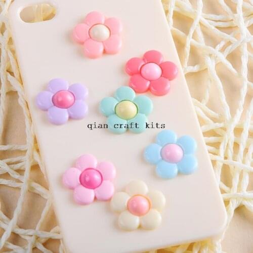 200pcs 2 tones pastel Mixed Colors Sunflower Resin Cabochons, Daisy Cabochon, 20mm