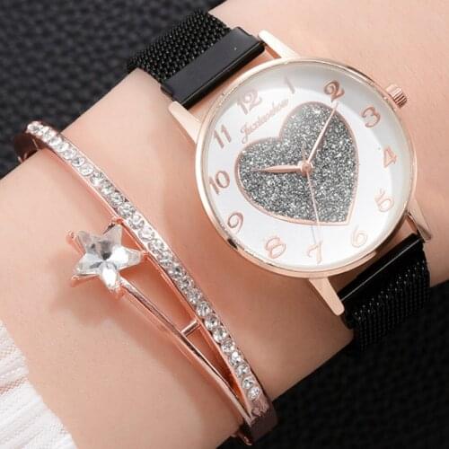 2020 brand Heart-Shaped Women Watch Fashion Elegant Magnet Quartz Pink Ladies Wrist watches Luxury Bracelet Clocks gifts zegarek