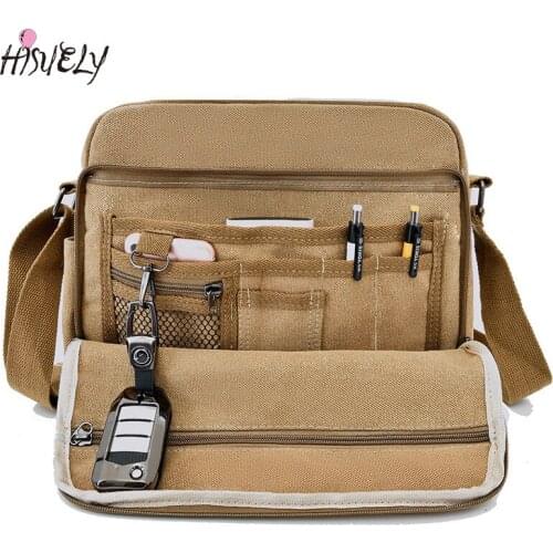 2021 Hot Sale Fashion Solid Canvas Messenger Satchel Bags Buckle Casual Portable Shoulder Bag Korean Trend Simple Pack For Men