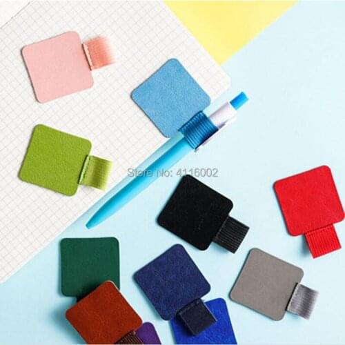 300pcs Colorful Self-adhesive PU Leather Pen Holder Clips Pencil Elastic Loop for Notebooks,Journals,Clipboards