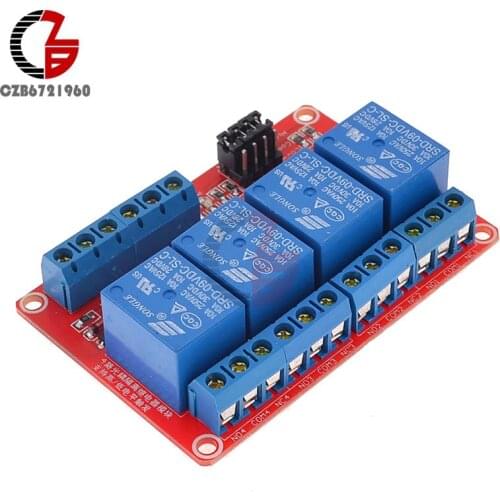 DC 9V 4 Channel Relay Module With Optocoupler Shield Support High / Low Level Trigger Driver for ARM DSP AVR