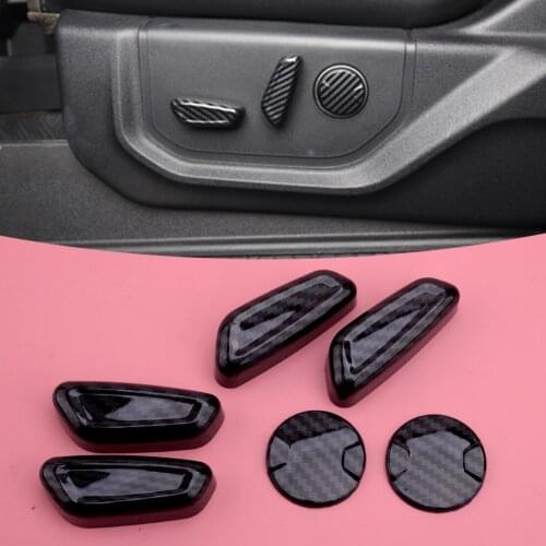 6pcs Car Seat Adjustment Switch Handle Button Cover Trim Carbon Fiber Style ABS Fit for Ford F150 F-150 2017 2018 2019 2020