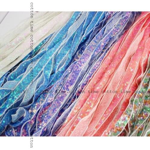 6yards 2cm Neon Sequin Ribbon Bright Shinny Lace Sewing Accessory Quality Material for bag garment free shipping
