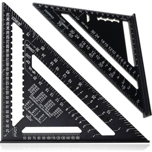 7/12Inch Aluminium Triangular Measuring Ruler Woodworking Carpenter Square Angle