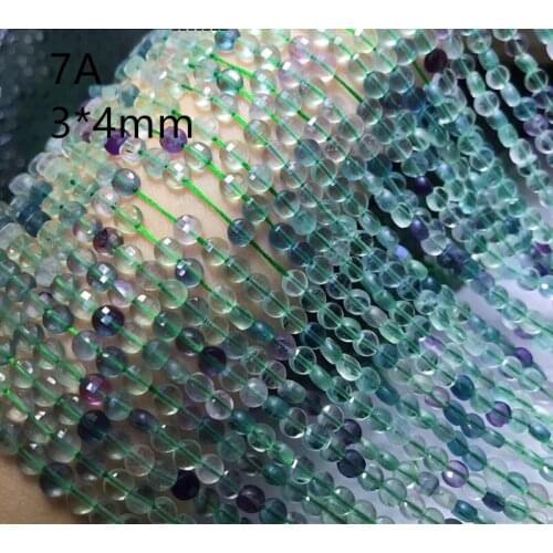 AAA LOOSE BEADS Fluorite coin faceted 3*4mm wholesale for DIY jewelry necklace 36cm