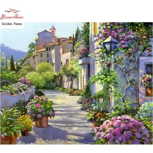 Golden panno,5D,diy diamond embroidery,Full,square,Diamond Painting,Cross Stitch,3D,diamond,Mosaic,Needlework,Field village 728S