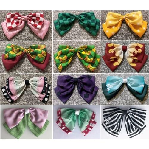 Anime Demon Slayer Kamado Tanjirou Nezuko Tomioka Giyuu Headwear Cosplay Hair Ring Accessories Bowknot Sabito Bobby Pin Prop
