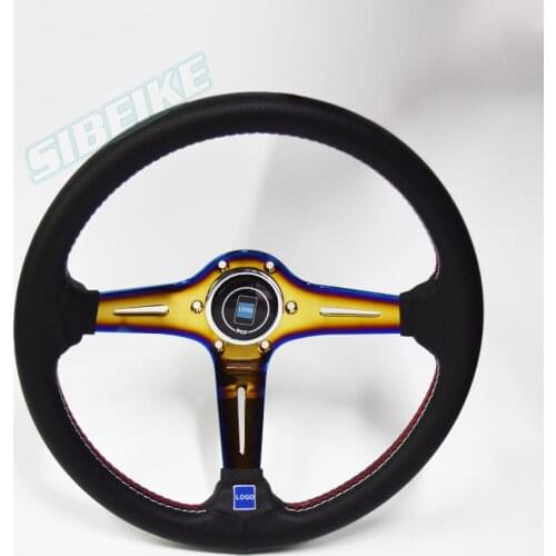 Car Accessories Racing car 14 inch 350mm perforated leather burnt titanium steering wheel
