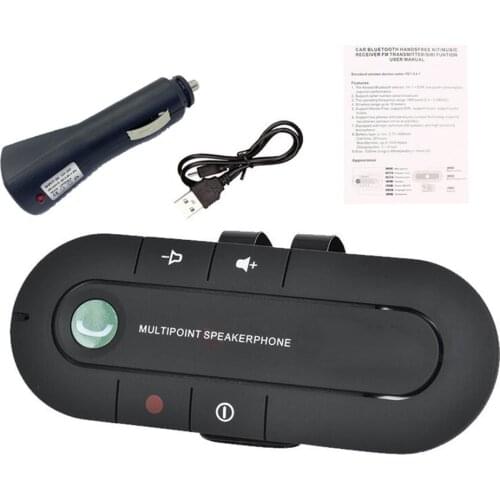 USB Bluetooth Handsfree Car Kit Wireless Bluetooth Speaker Phone MP3 Music Player Sun Visor Clip Speakerphone Charger no aux